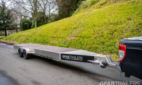 GFAB Tandem Axle Alloy Roofing Trailer - Front GFAB Tandem Axle Alloy Roofing Trailer - Front